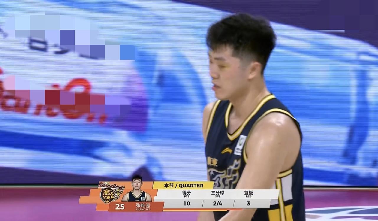 被球迷骂得最多的球员张浩嘉立功了？8投4中得到10分，还有8个篮板今2次助攻，但