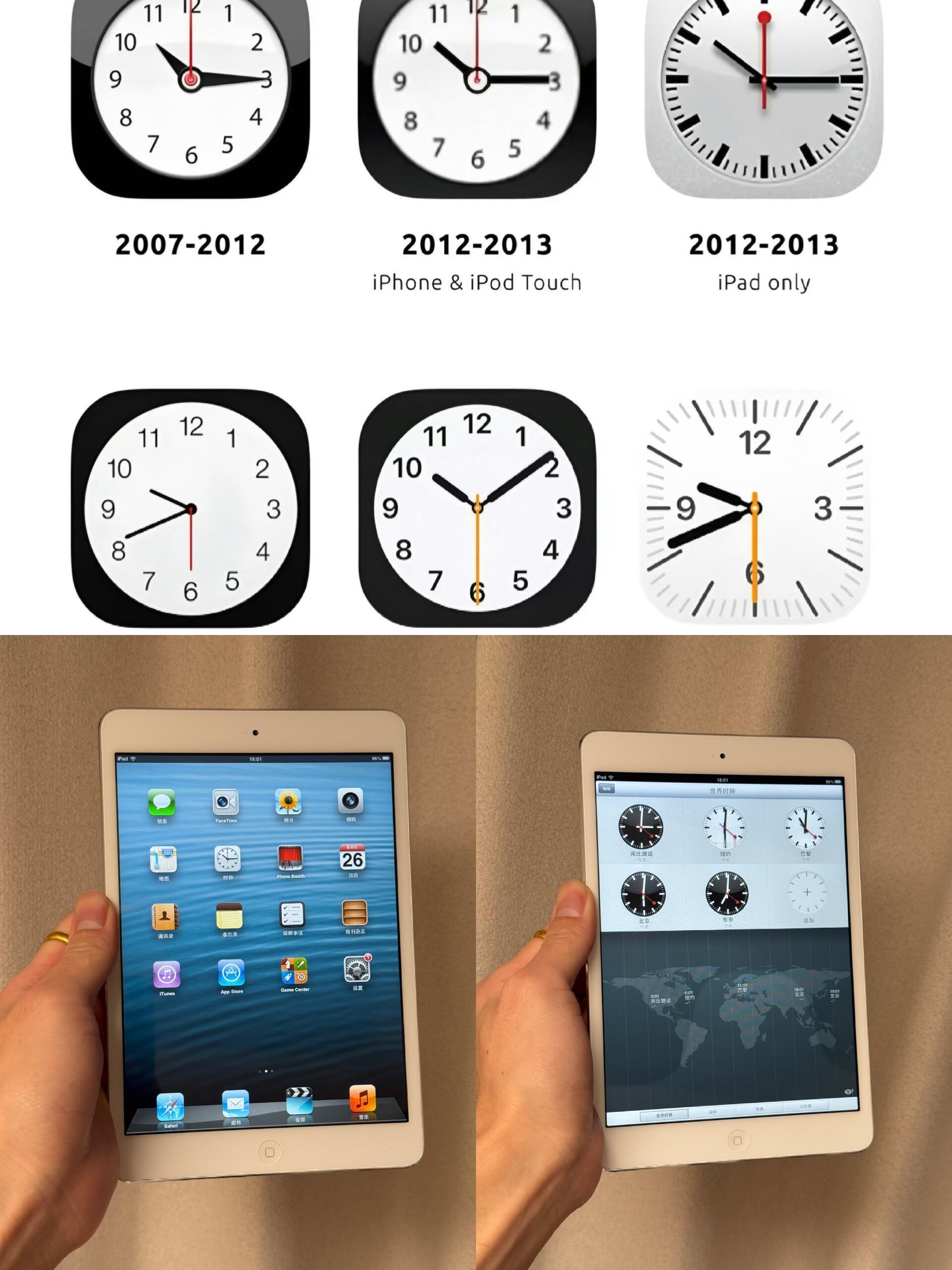 iPad iOS6专属的iOS6的时钟图标 你见过吗？冷知识： 苹果iOS系统中