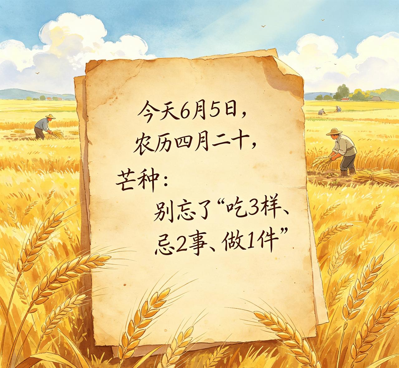 【今天6月5农历4月20，芒种。老辈今天真不在乎你吃什么高级的，只盯三句：】
