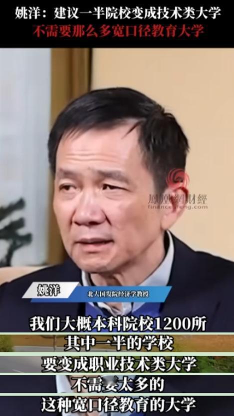 北京大学姚洋教授最近的一段话火了！他说：“我们有大概1200所本科院校，其中一半