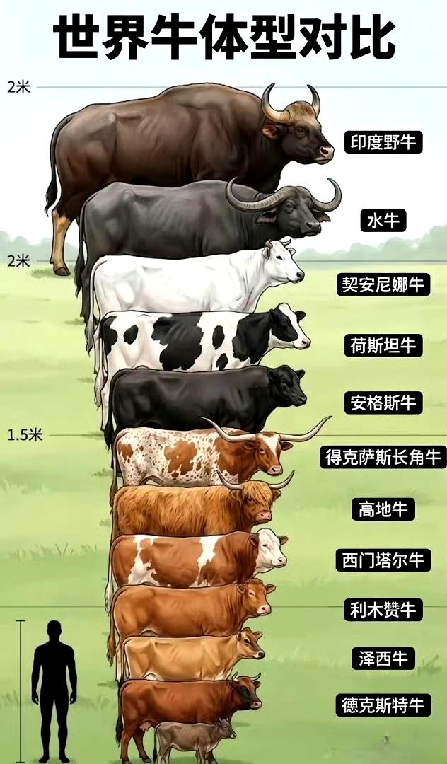 世界牛体型对比。