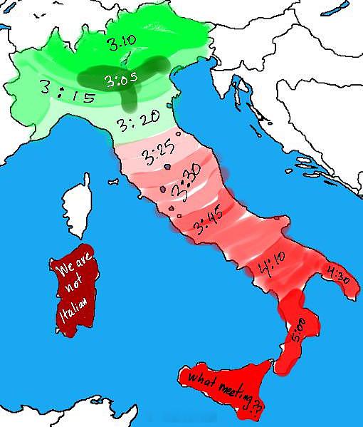 通知3点开会，在意大利各地区的实际开始时间。意大利外国人系列段子