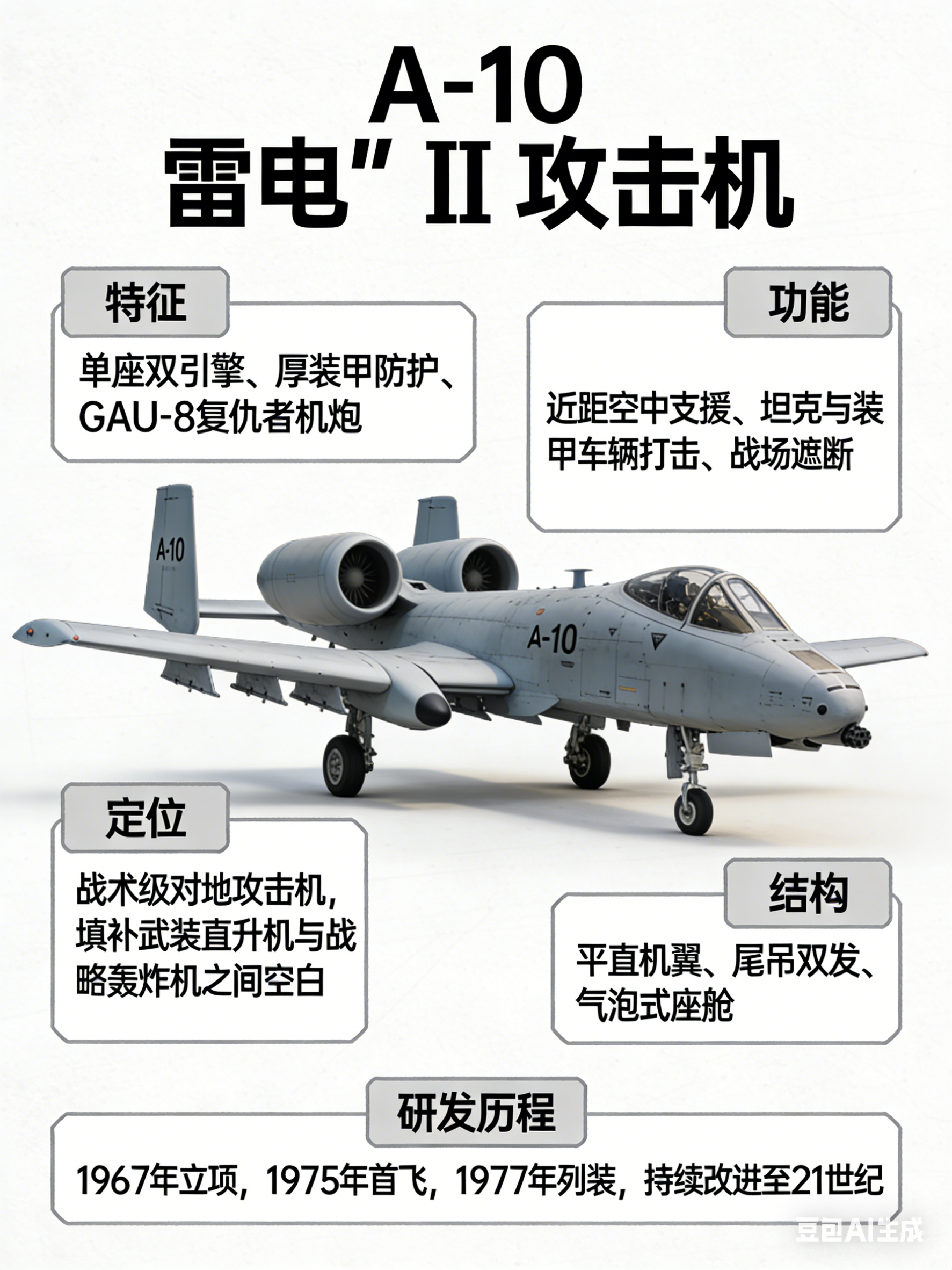 全球武器装备盘点 A-10“雷电” Ⅱ攻击机英文名称：A-10 Thunderb