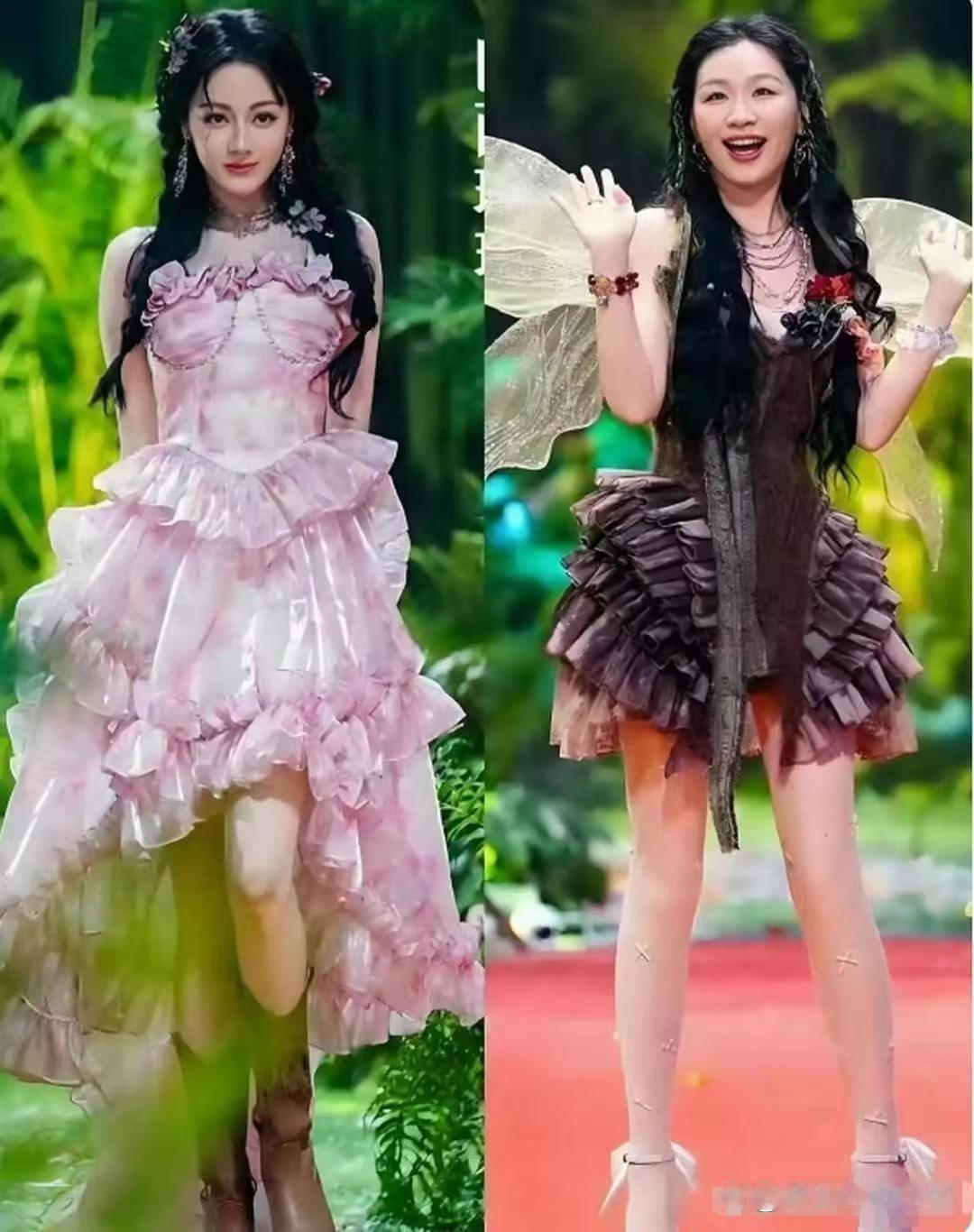 迪丽热巴和金靖的鞋子是不是穿混了啊？图2是互换之后的，看起来协调多了！ 
