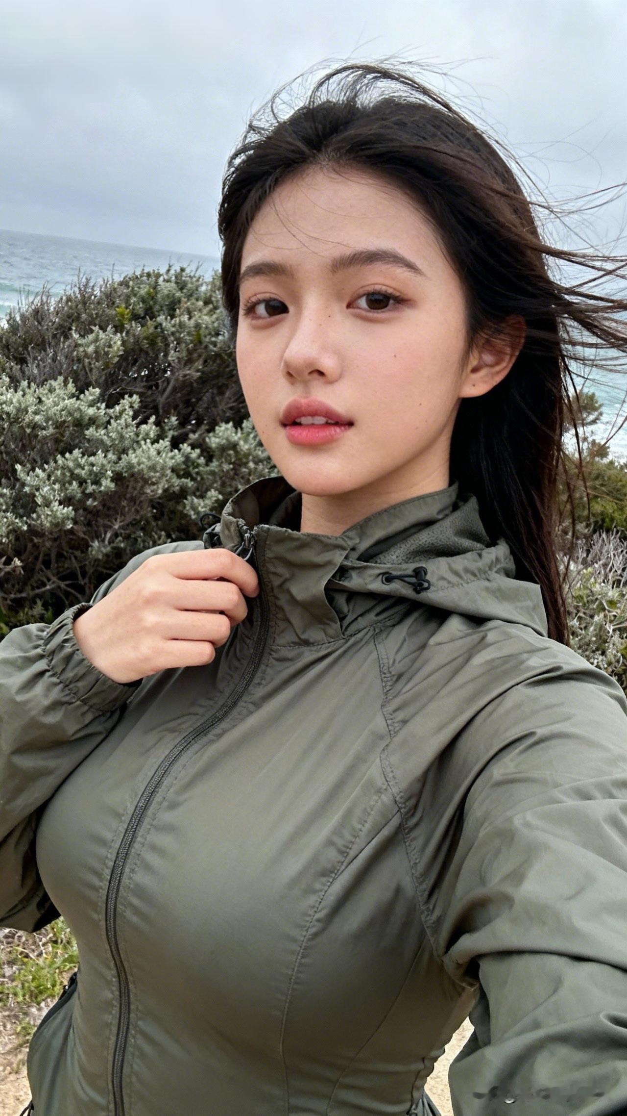 海边自拍，风中飘逸的秀发，清新自然的美。你有哪些随手拍的比较满意的照片