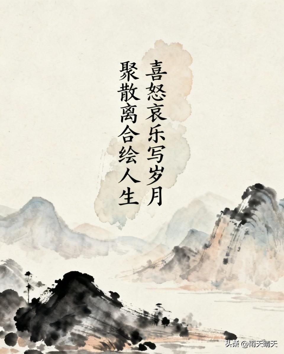 上联：喜怒哀乐写岁月

下联：聚散离合绘人生