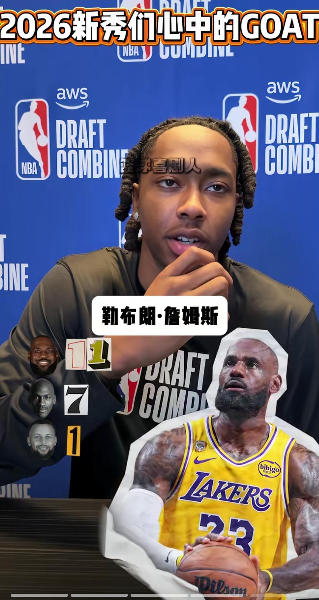 美国2026届新秀谈及心中的GOAT，詹姆斯获11票，迈克尔·乔丹获7票，斯蒂芬