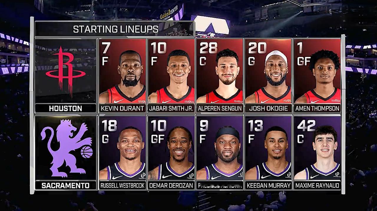 火箭背靠背vs国王首发。🚀🚀🚀