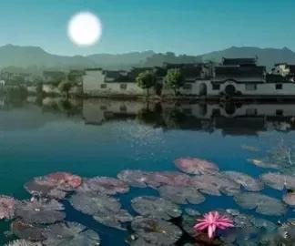 #凡间诗话# 七律|秋兴八首之[四]小村月色
小月微云沉小潭，水光缥碧透青蓝。
