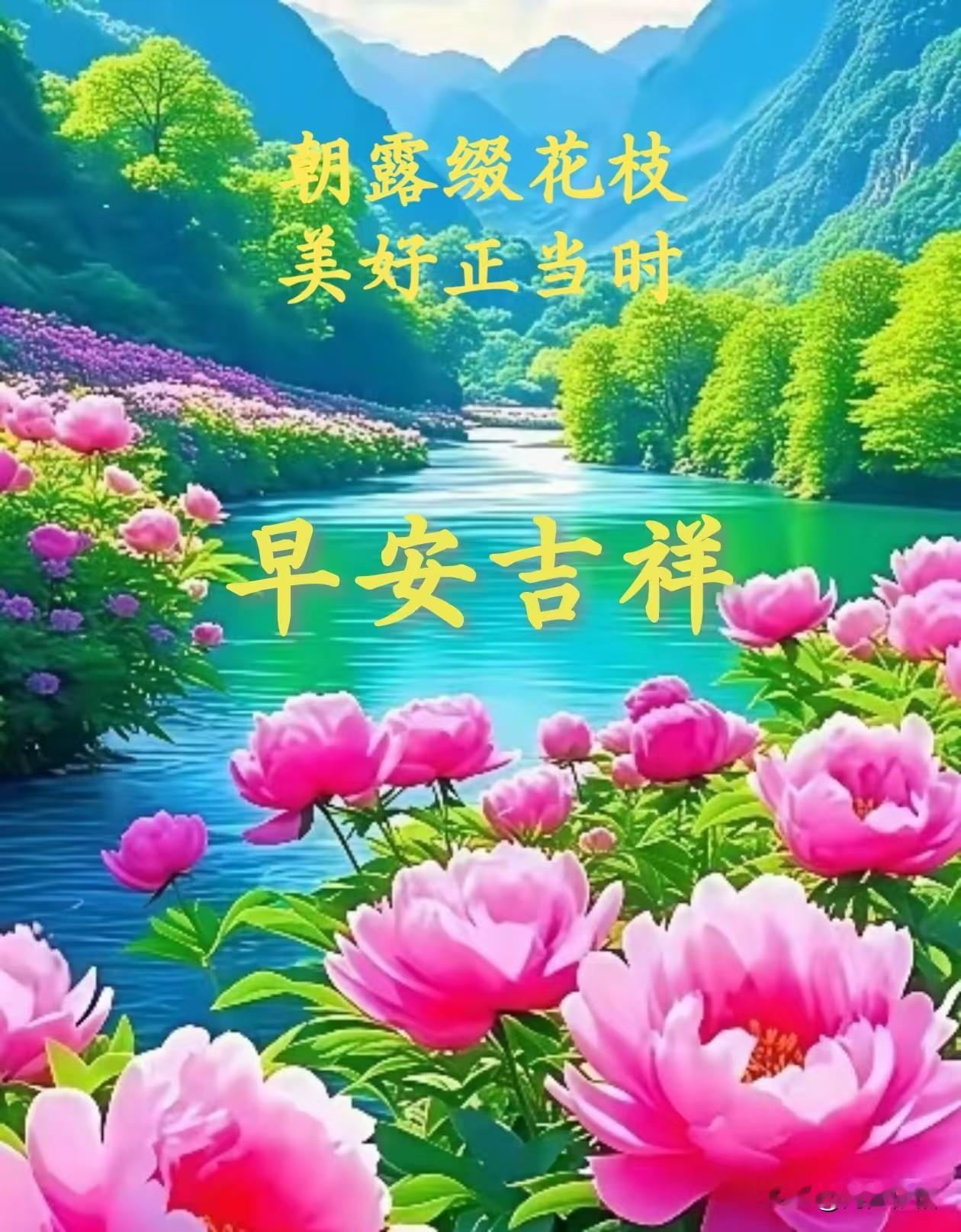 《采桑子·朝露缀花枝》
 
晓烟轻笼芳菲树，
朝露缀枝。
美好当时，
风动繁英影