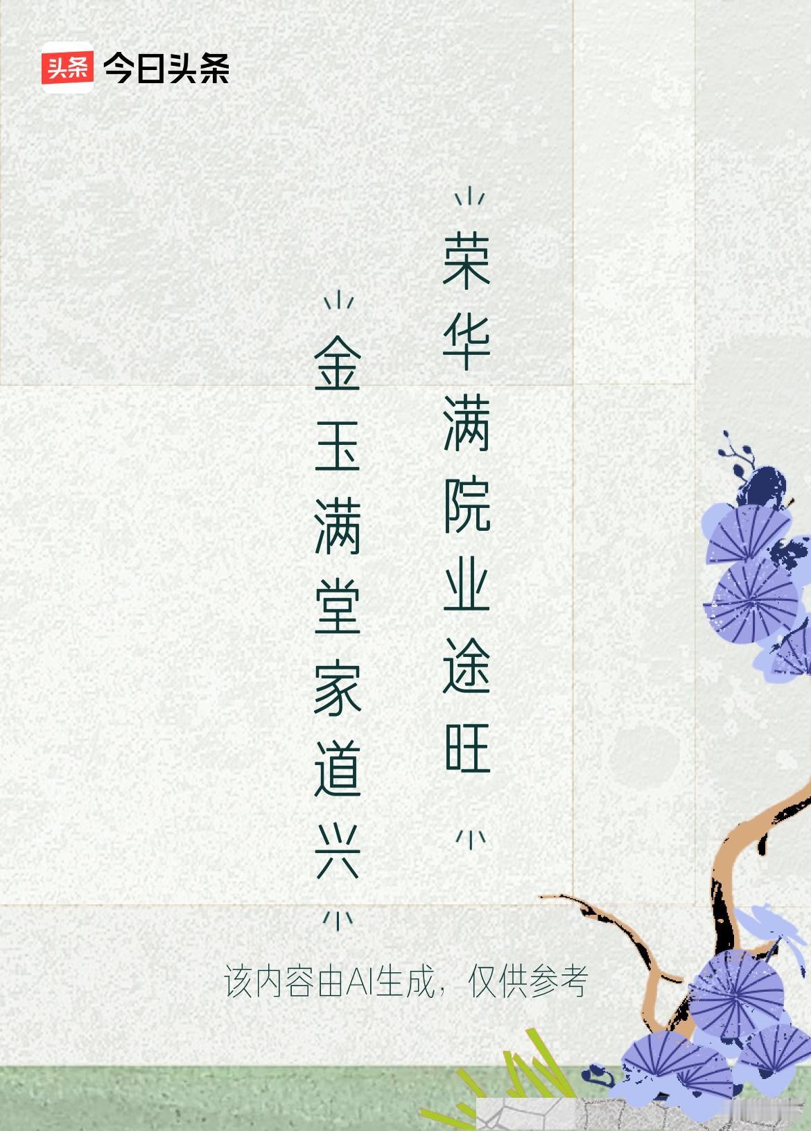 文学创作大会 这上联“金玉满堂家道兴”和下联“荣华满院业途旺”对仗工整，寓意超棒