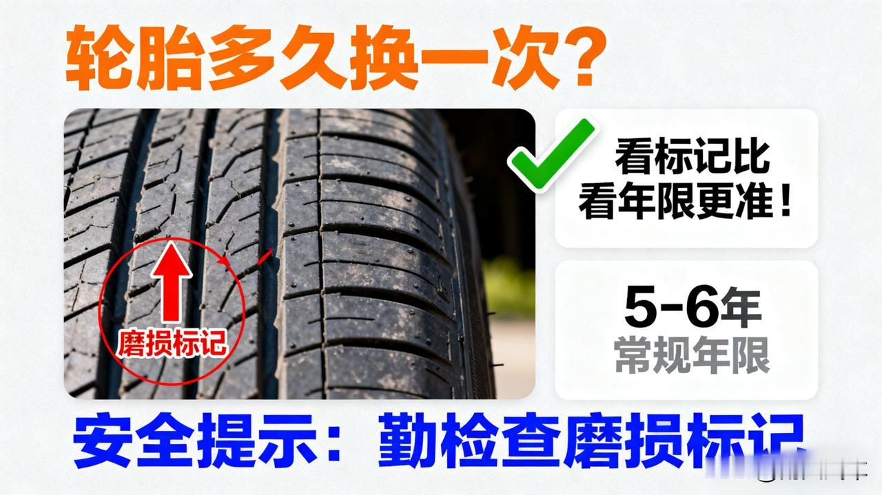 轮胎多久换一次？看这个标志比看年限更准！

轮胎沟槽里有个磨损标记，当胎面磨到与