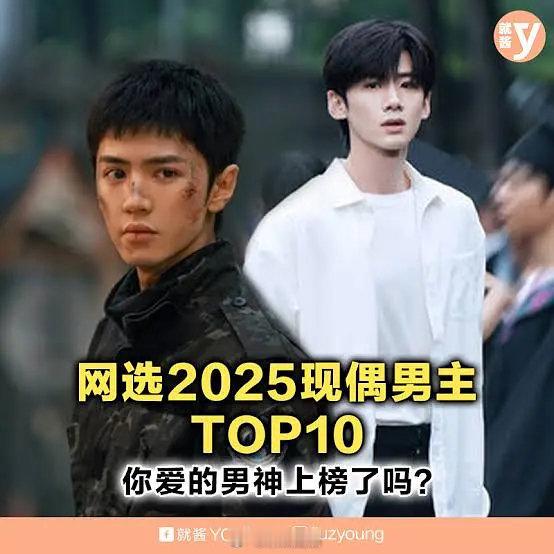 外网评选的2025内娱现偶男主top10top1 陈哲远 白色橄榄树top2 张