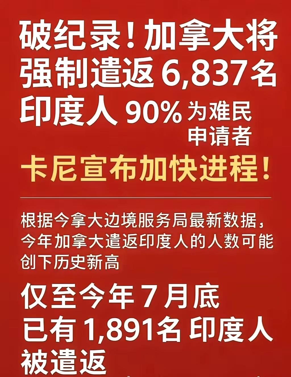 加拿大终于受够了随地排便的三哥，第一批将强制遣返6837人，已成功遣返1891人