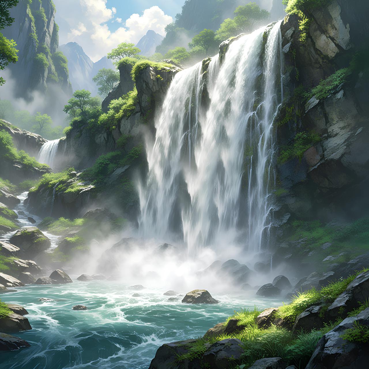 上联:雨打高山绿
下联：风拂碧水清
 
这组对联通过“雨”与“风”、“高山”与“