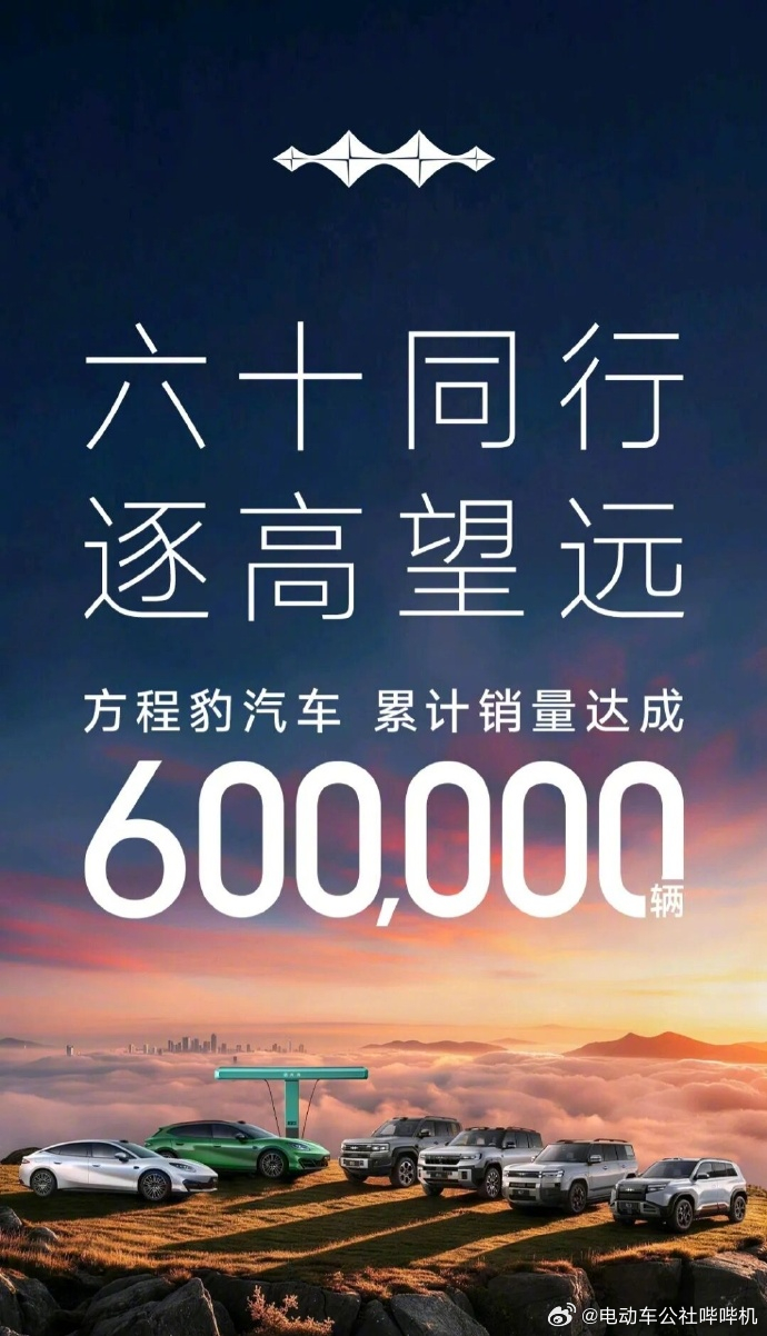 方程豹品牌达成60万台车交付，这个主打个性化的品牌，已经成为新势力品牌里的绝对强