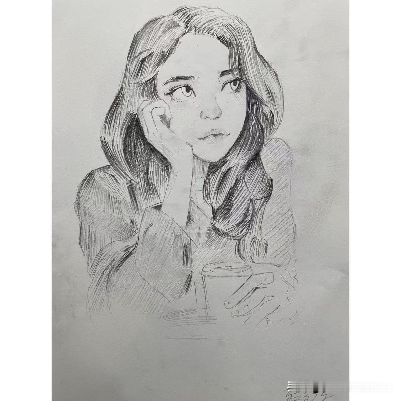 女儿的素描
上初一了
怕耽误她学习
不知道该不该继续让她学
还是主功学习
问她也