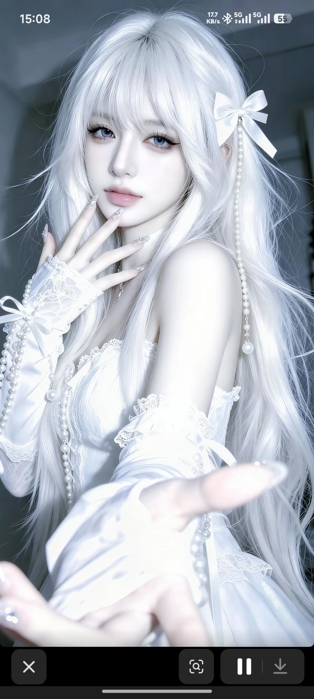 梦幻白衣少女，优雅动人，仿佛来自童话世界。🌸💫