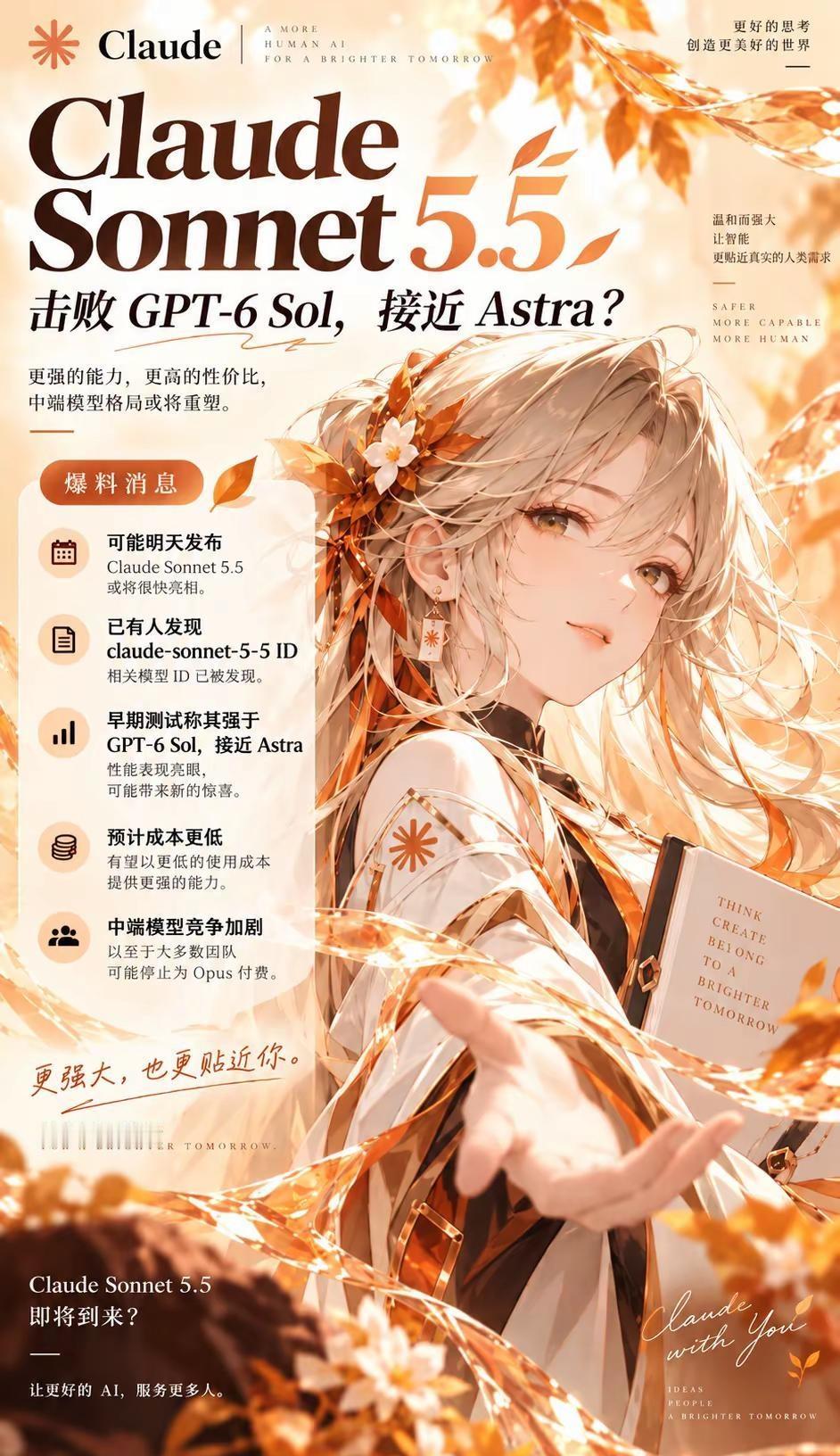 claude sonnet 5.5。即将发布的新模型，不知道明日openai能否