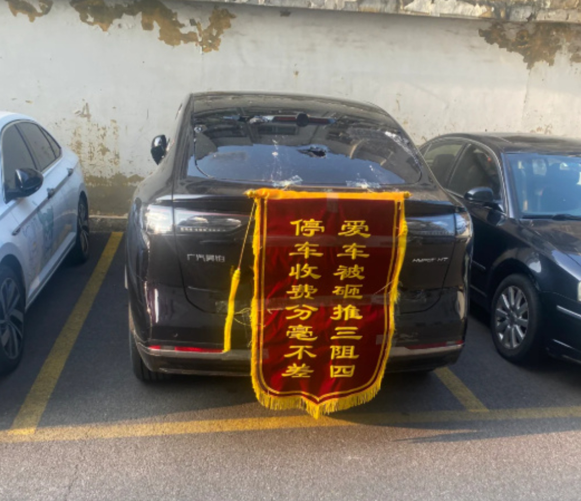 接到一位网友的投稿感觉广汽昊铂确实挺出息了被车主送了面大锦旗有一种贴脸开大的感觉