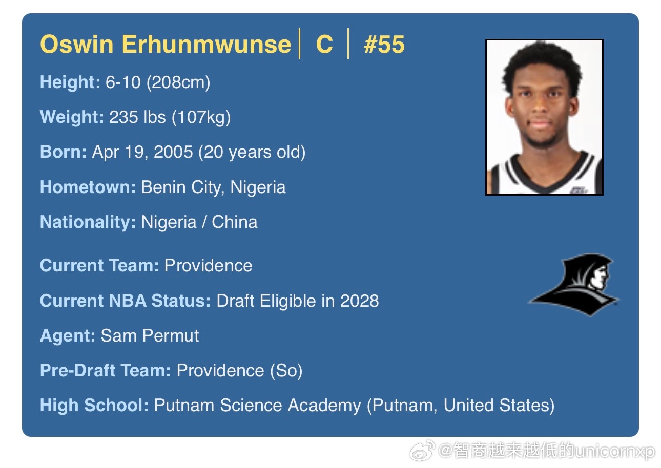 普罗维登斯中锋Oswin Erhunmwunse申请转校，此前因为他在realg