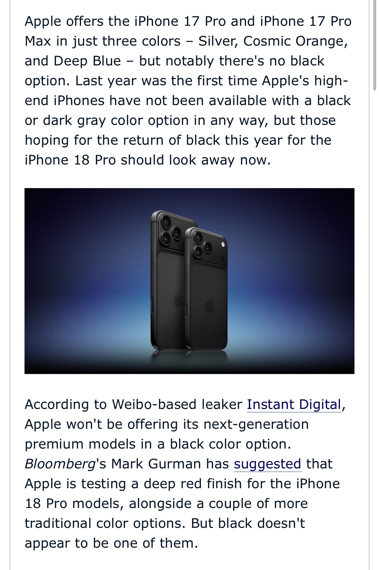 网传今年的 iPhone 18 Pro 依然没有黑色，但会有一个深红色大家看这渲