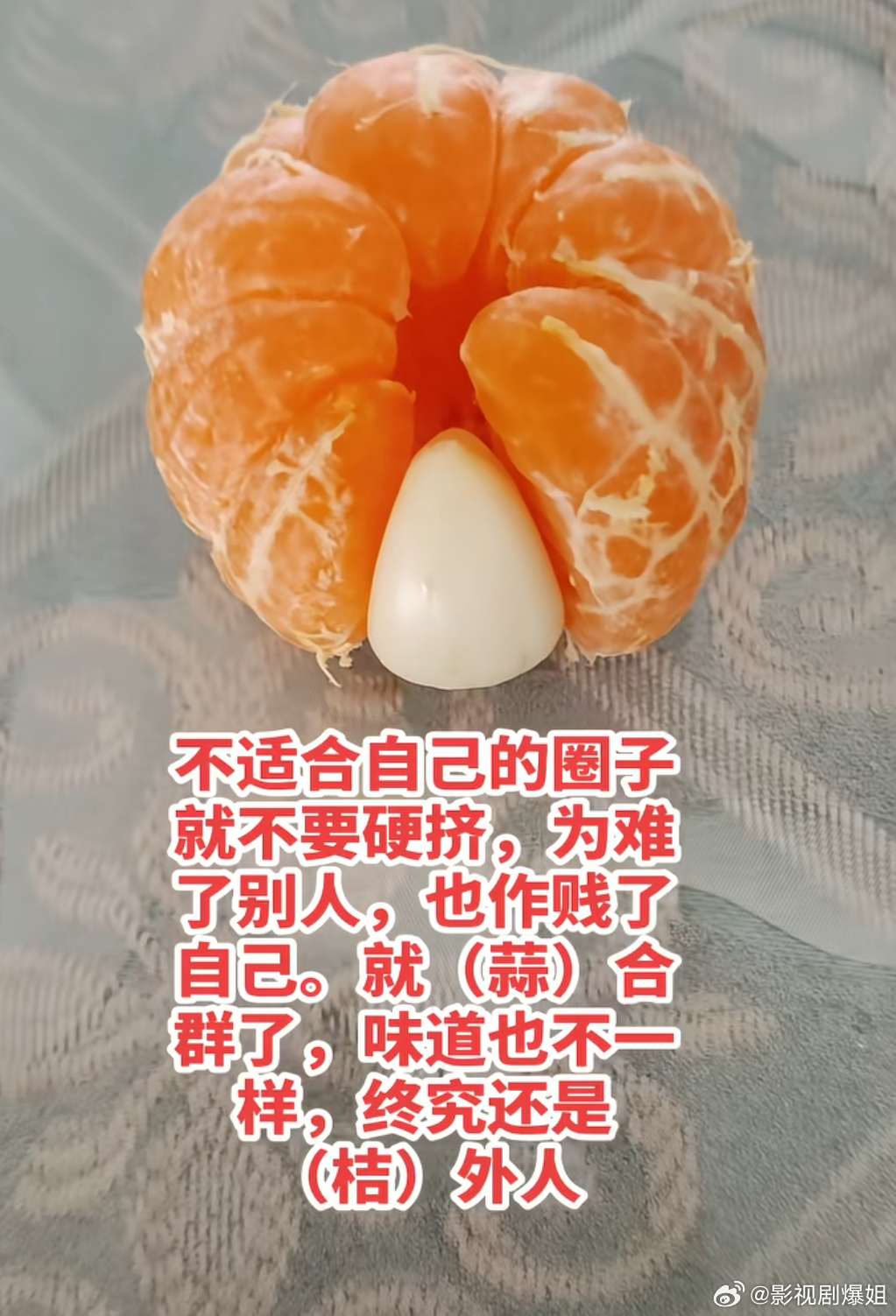不适合的圈子就不要应挤，就蒜🧄挤进来，也是橘🍊外人！ 