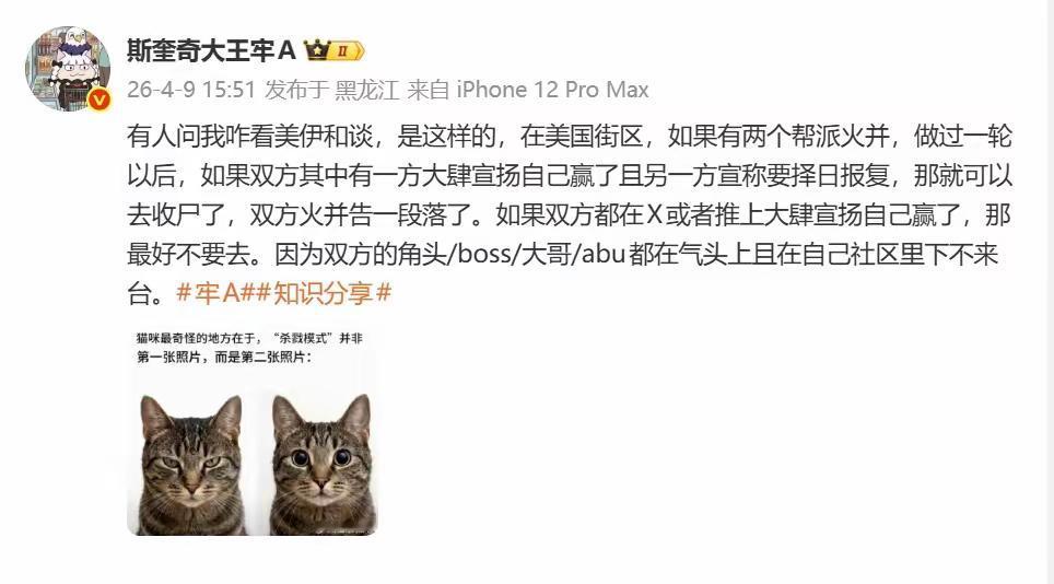 [吃瓜群众]美伊“暂时停火”，“专家”分析连篇累牍…貌似都不如牢A大人——一针见