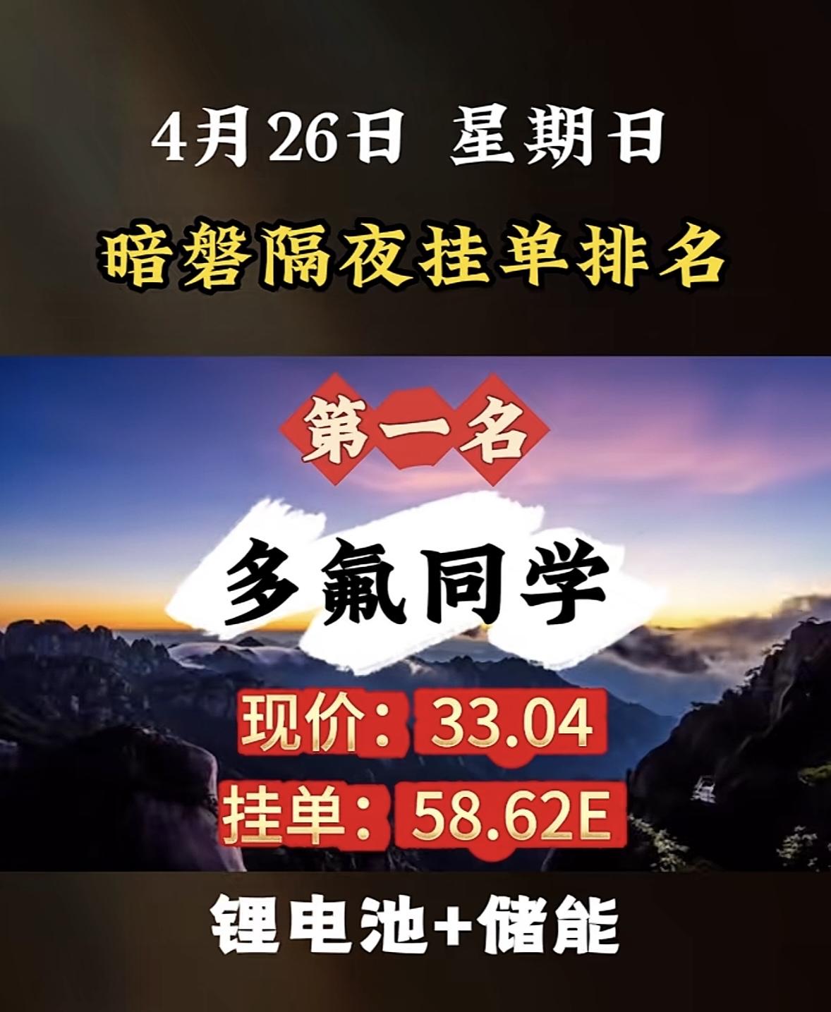 4月27日周一暗盘隔夜挂单排行榜揭晓

4月27日暗盘隔夜挂单榜里，华电系那叫一