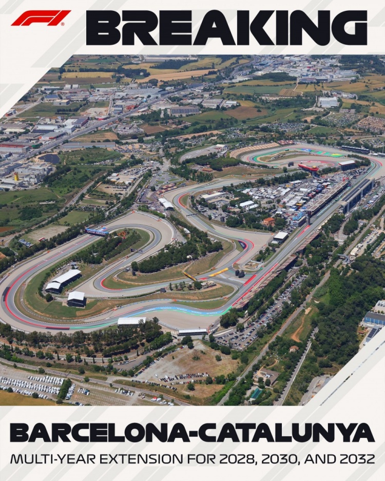 F1官方：与加泰罗尼亚赛道续约至2032年，并加入轮换赛历