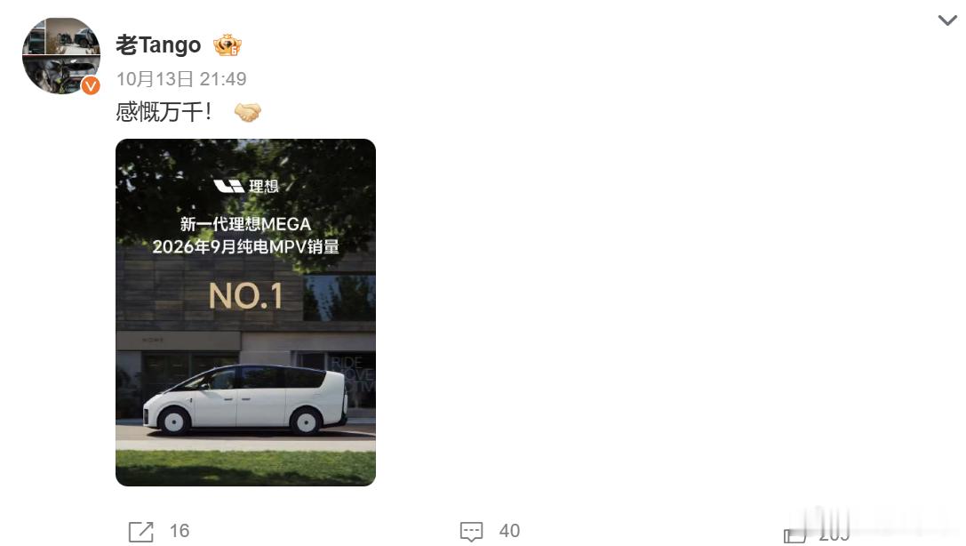 理想新MEGA9月纯电MPV销量第一 9 月零售细分榜单出炉，换代之后的理想新 