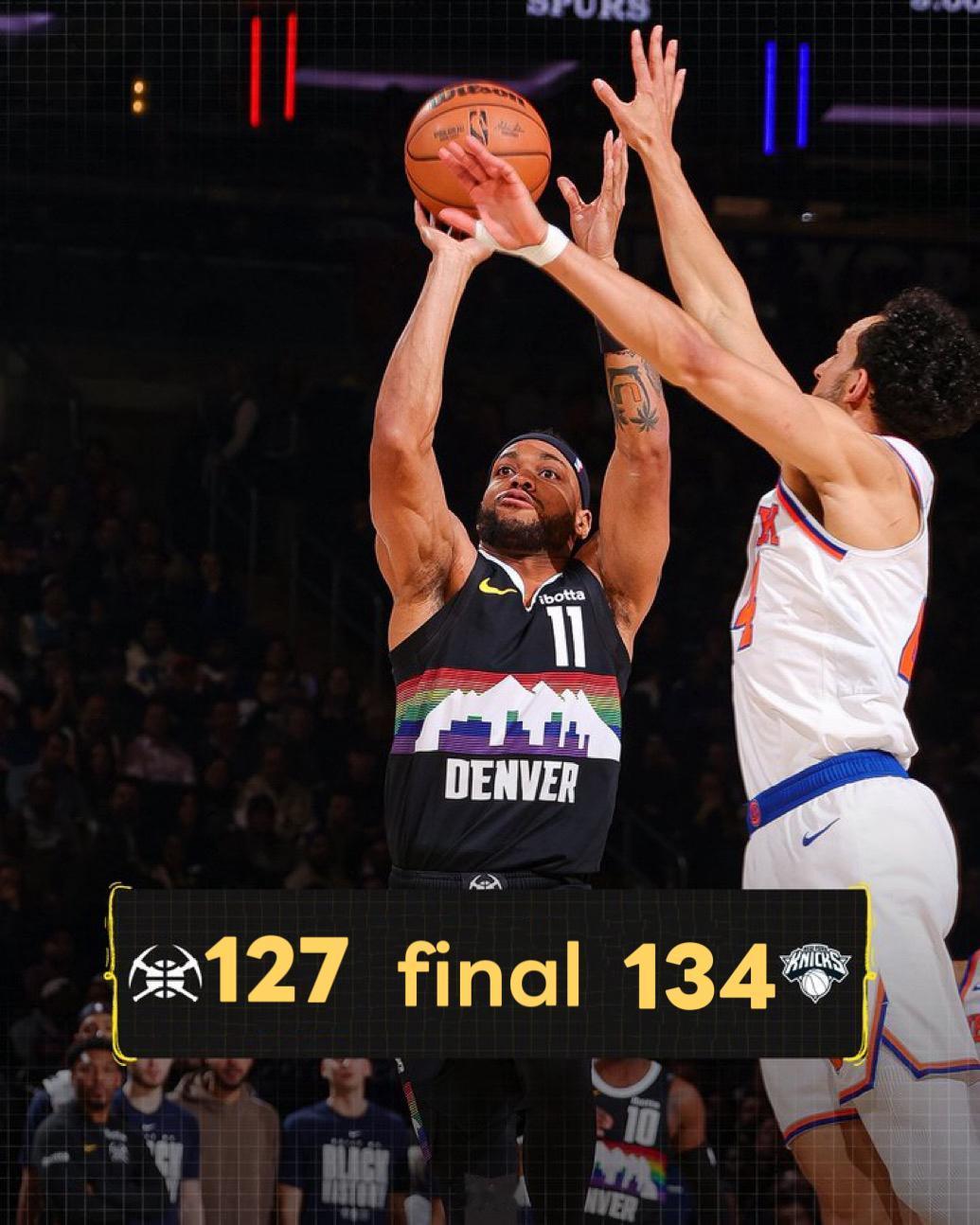 2月5日NBA常规赛战报（7场）：

掘金127-134尼克斯
森林狼128-1