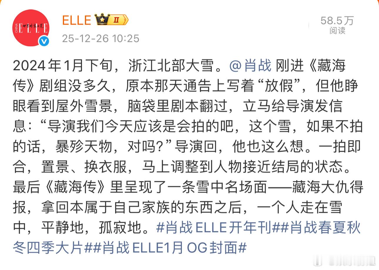 藏海传大雪名场面是肖战想要拍的原来《藏海传》大雪那么多名场面都是肖战主动要求想要