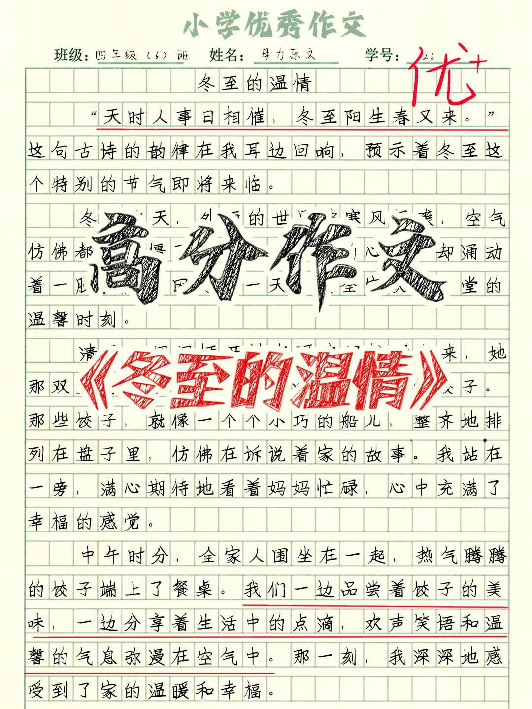 小学节日作文《冬至的温情》