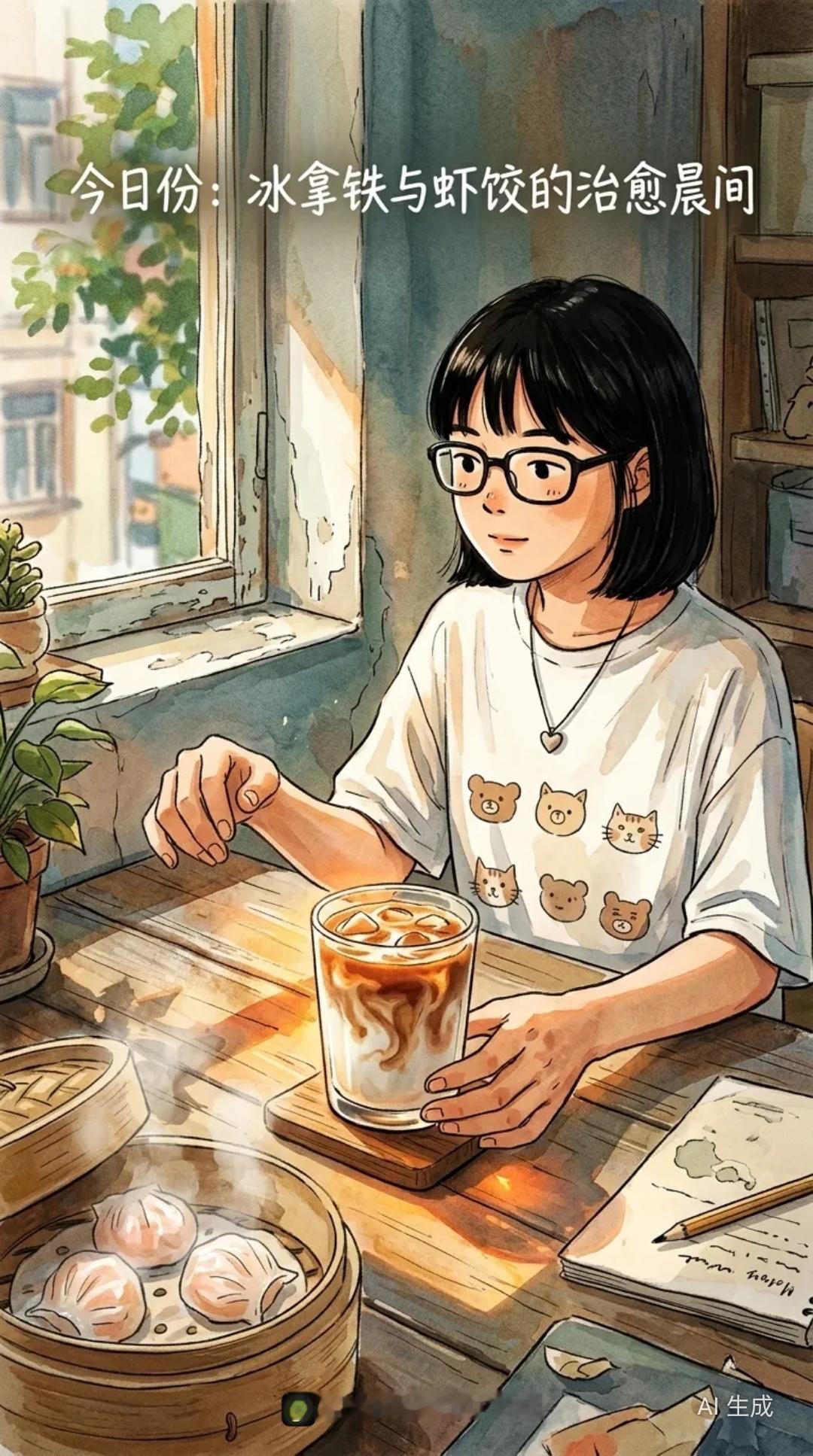 在女儿的帮助下，成功的给大橘上了药，又用制冰机做了一堆冰块，自己做的拿铁就是好喝