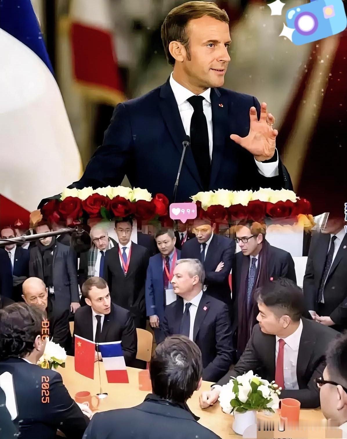 马克龙这一步的确走得很绝[赞]
他表现的很亲民，这效果可比谈判桌上剑拔弩张好多了