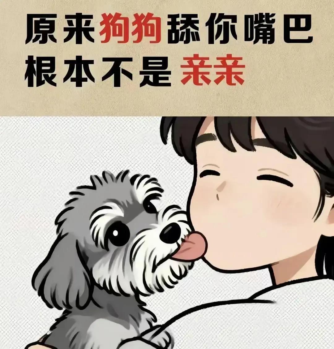 下班回家刚蹲下，狗就把湿鼻子往我嘴上蹭，还非得舔两下。
以前嫌它脏，后来刷到科普