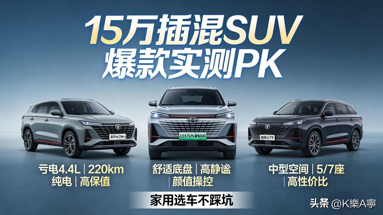 15万插混SUV别瞎买！三款爆款实测PK太真实

15万级插混SUV卷疯了，比亚