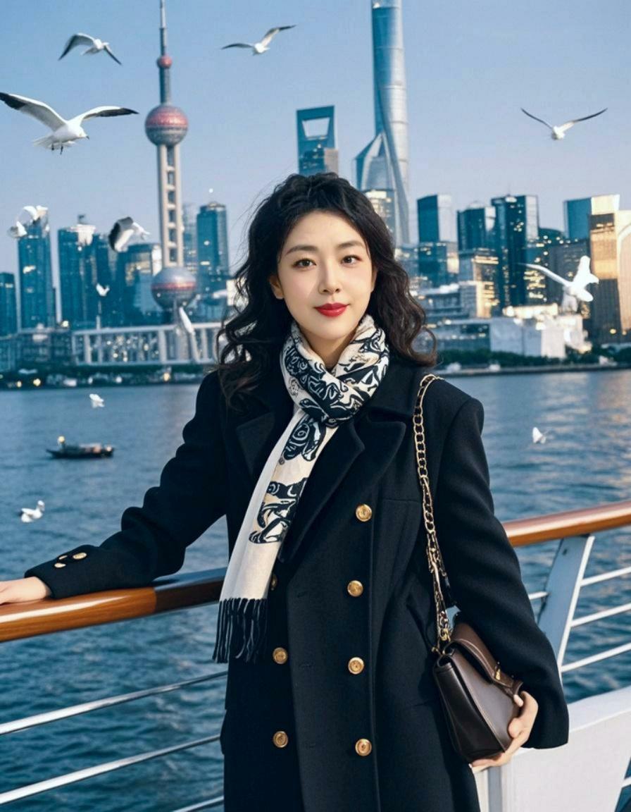 AI江畔风衣丽影