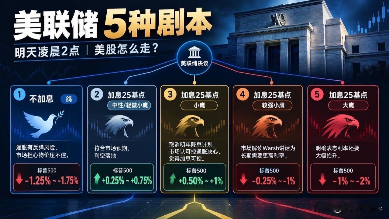 剧本杀！5种模式！摩根大通对美联储明早凌晨两点5种预判，你觉得沃什准备玩哪一种剧