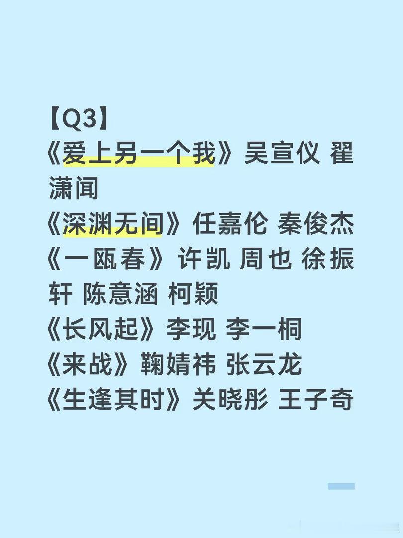 🥝Q3排播【8月】《重器》黄景瑜 蒋奇明《师兄太稳健》敖瑞鹏 孙珍妮 敖子逸 