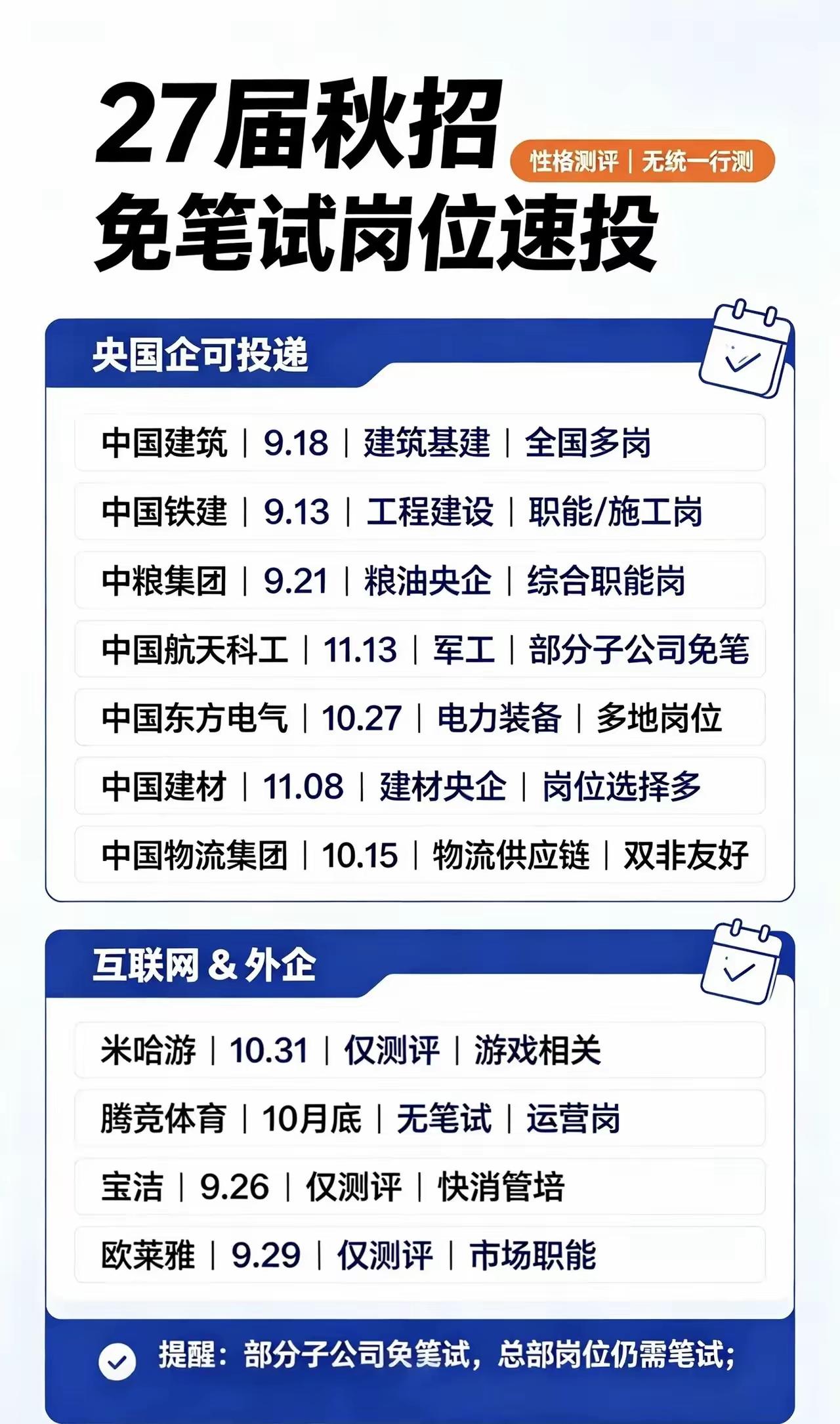 大学毕业生找工作
校招是首选
参加校招的公司
都是一些央国企大公司
还有大民营企