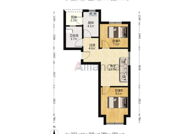 红光路小两居，23年新房79万