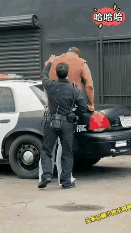 肯定是在美国。
总感觉这大个子在戏弄警察，他分明非常配合，天知道这小个子警察有多