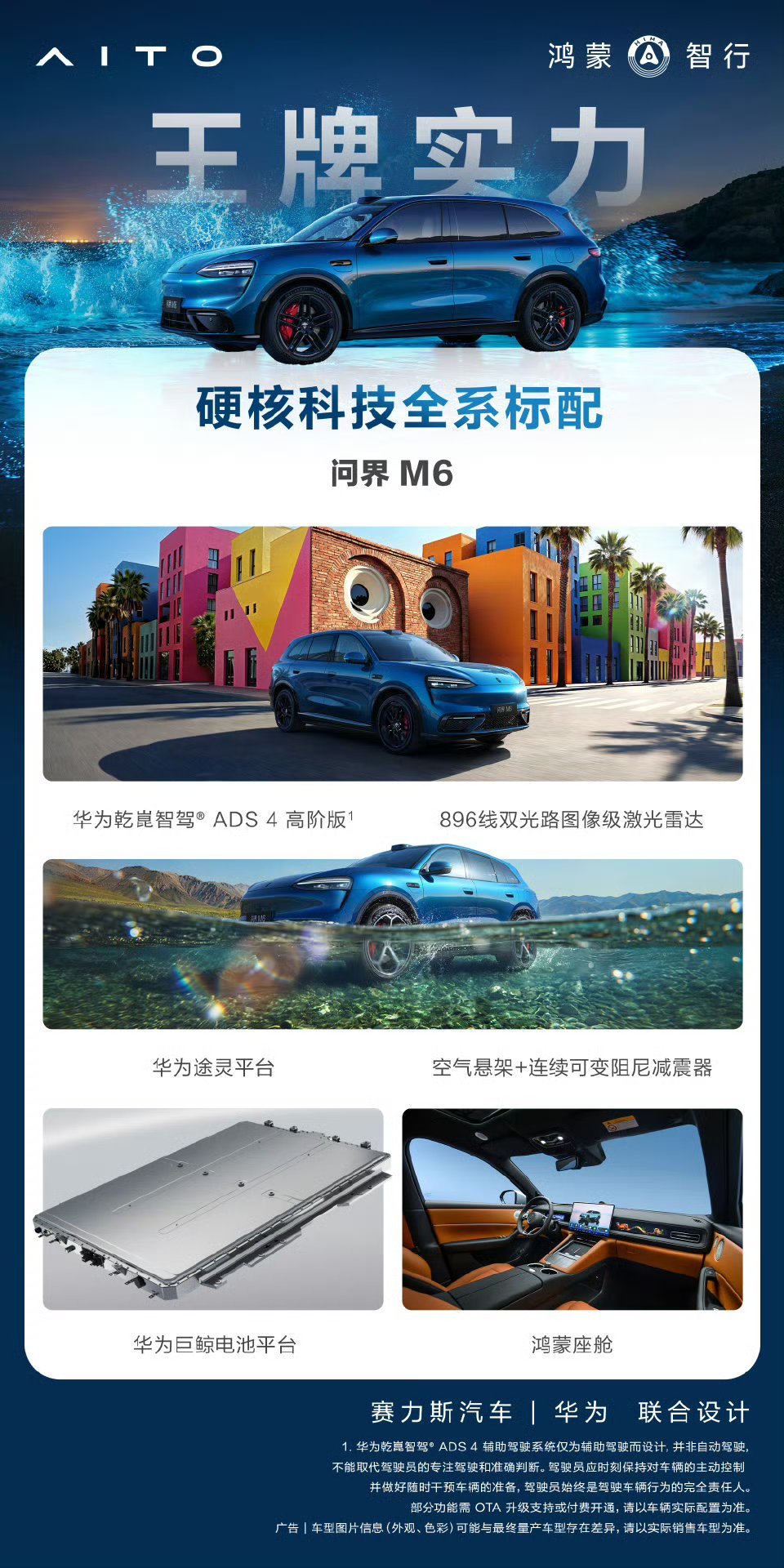 【鸿蒙智行问界 M6 汽车全系标配配置公布，含华为途灵平台、巨鲸电池等】鸿蒙智行