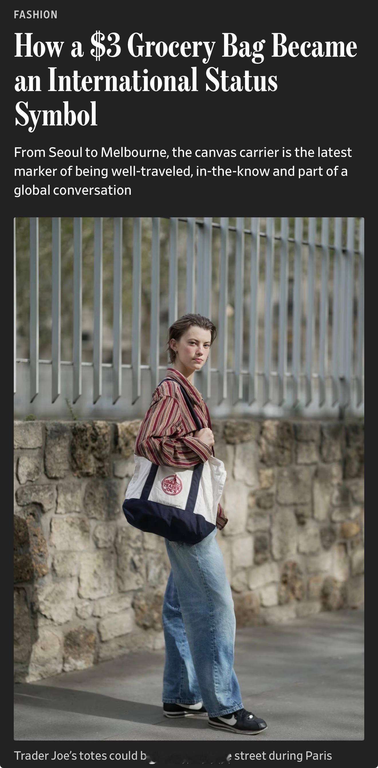 <华尔街日报>：3美元的购物袋如何成为国际地位的象征记者：Maura Brann