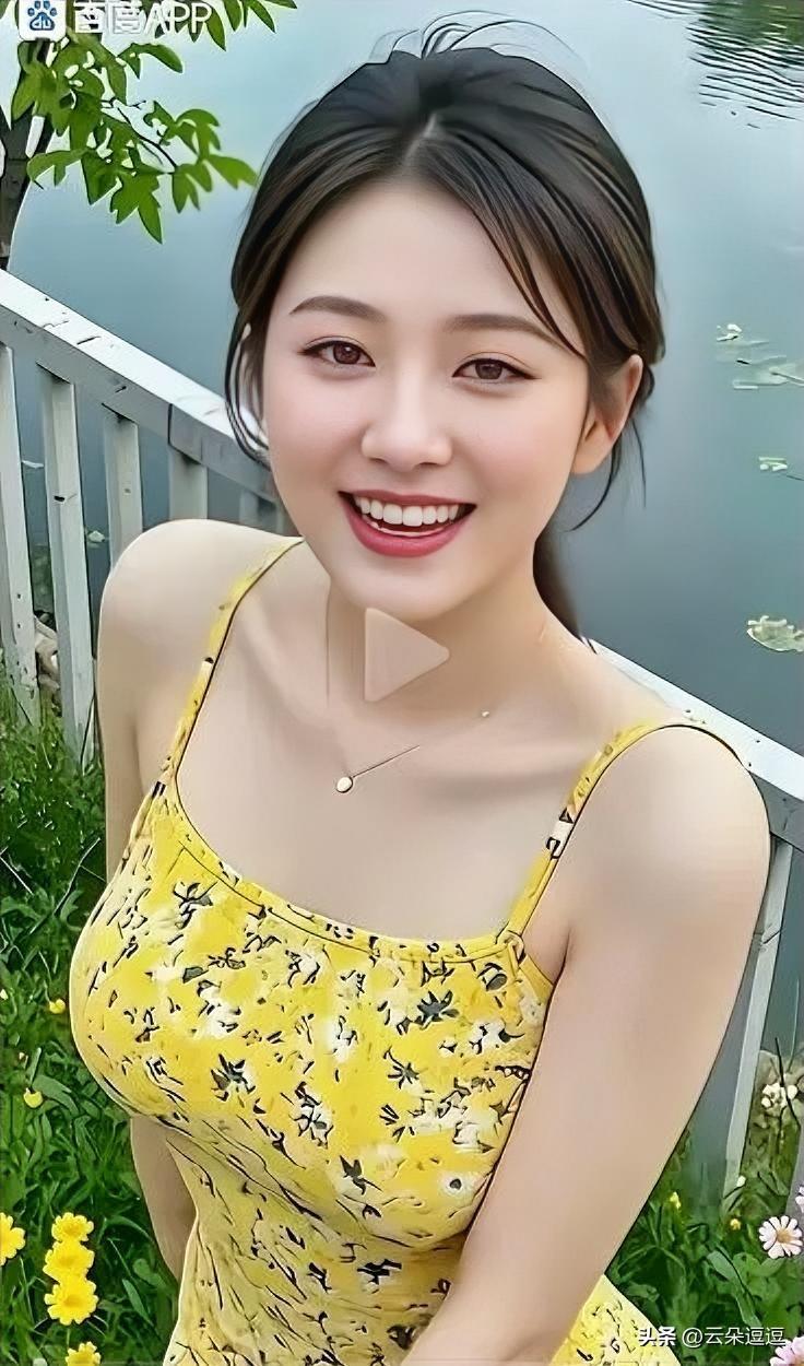 夏日清新穿搭，黄色碎花裙搭配自然背景，元气满满！🌸💛