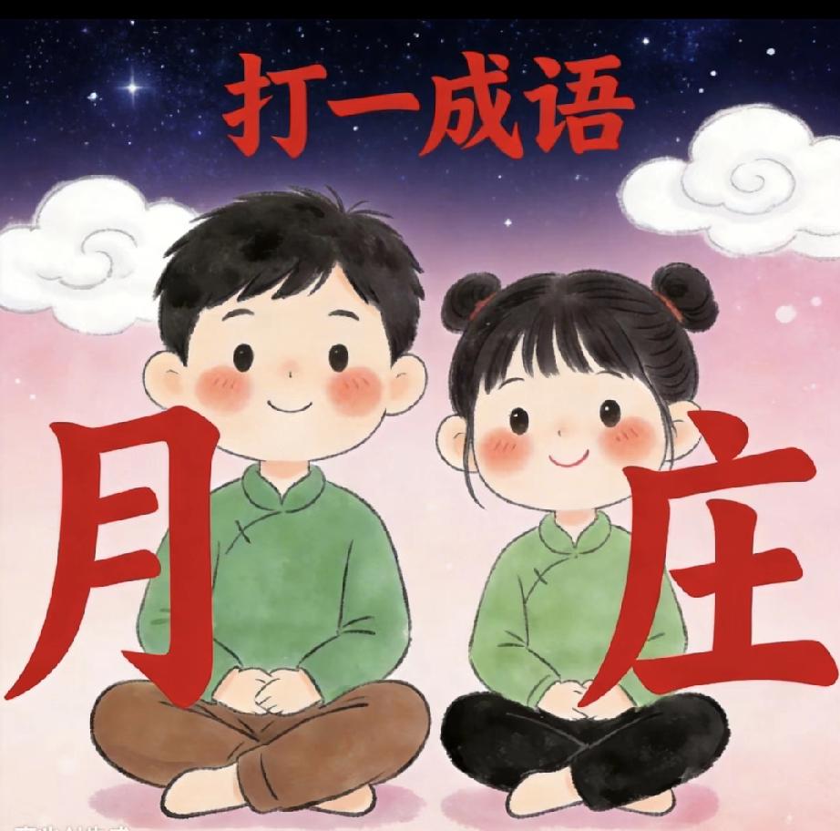 每天分享一个成语看图猜成语｜一男一女+月庄二字，你能快速猜出吗