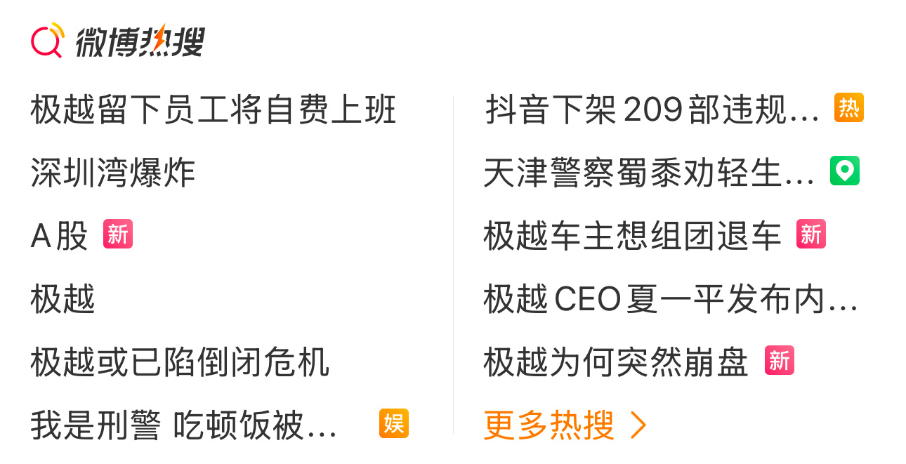 极越也是狠狠火了一把…我都没点热搜，就已经有这么多了！[傻眼][傻眼][傻眼] 