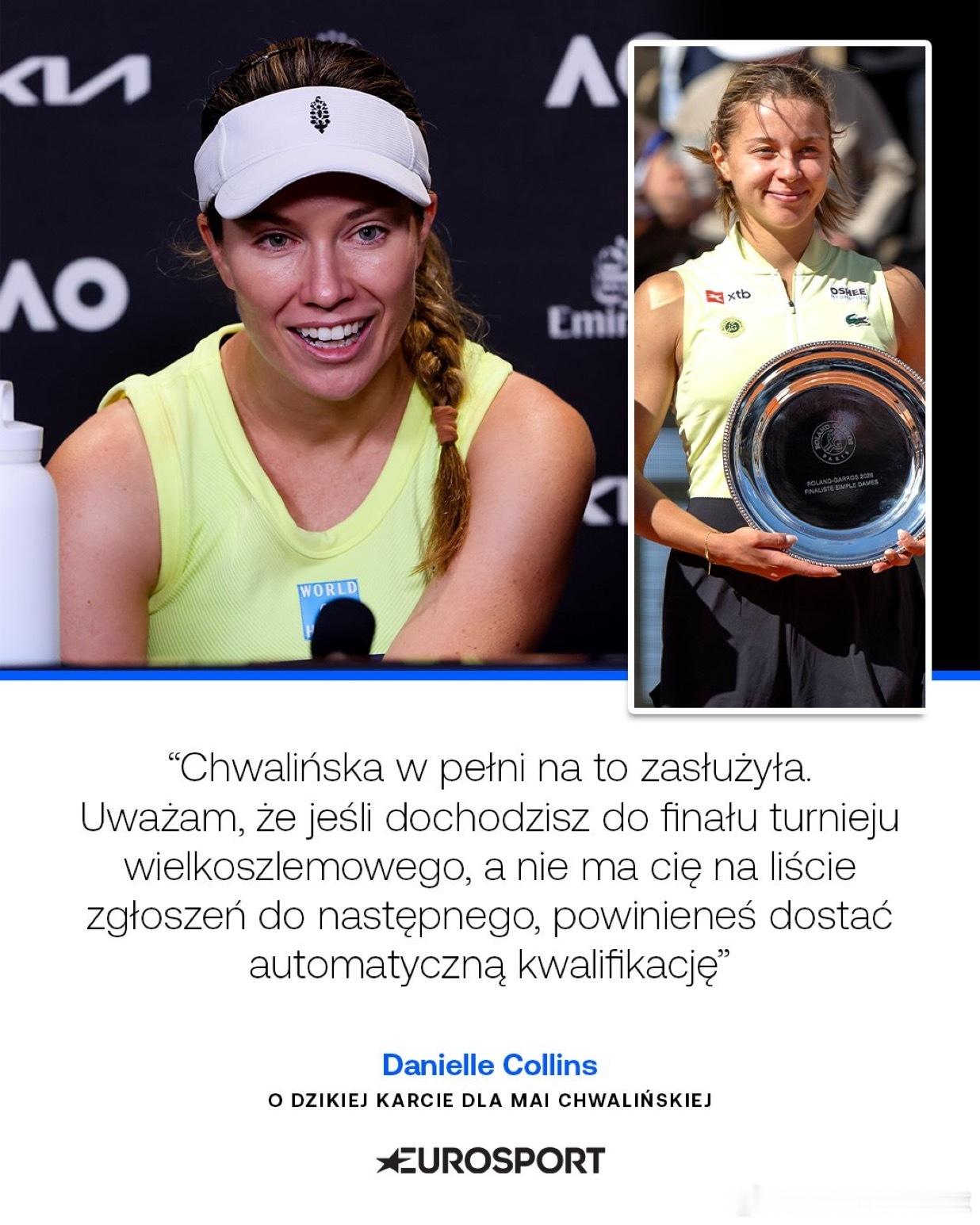 柯林斯🇺🇸暖心鼓励赫瓦林斯卡🇵🇱柯林斯：“赫瓦林斯卡完全配得上这份资格。